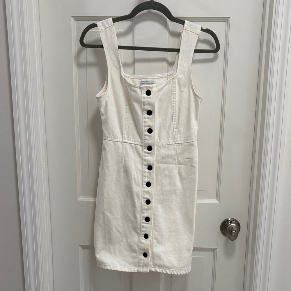 Urban Outfitters Cream Button-Front Mini Dress